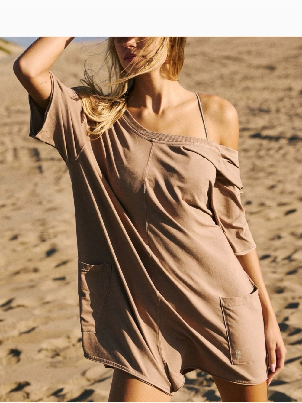 FP Movement by Free People Hot Shot Romper in mocha latte